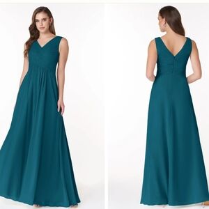 Azazie Deep Blue Pleated Prom Dress